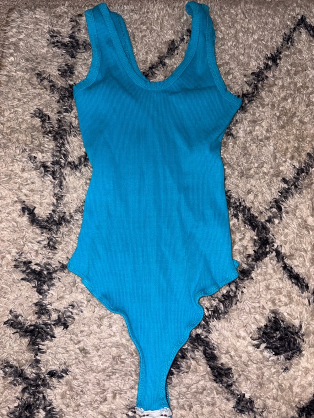 Ribbed Sleeveless Bodysuit in Bright Blue